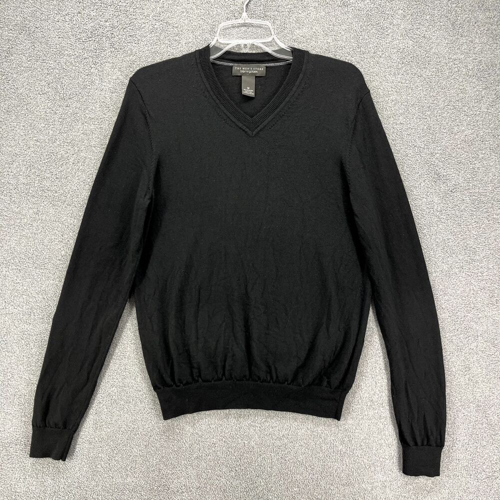 The Men's Store Bloomingdales Sweater Mes Medium Black Pullover 100% Merino Wool
